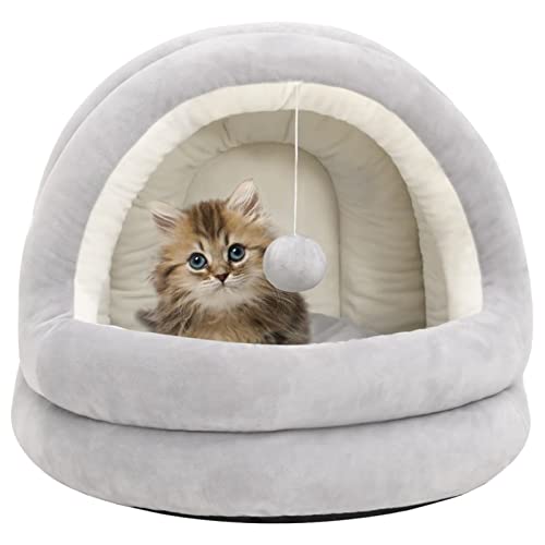 Homgoday Katzenbett, 50 x 50 x 45 cm, Grau und Creme, Möbel für Haus, Innen- und Außenbereich, Wohnzimmer, Schlafzimmer von Homgoday