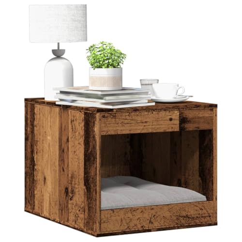 Homgoday Katzenklo, Katzenschrank für Katzentoilette, Katzenhaus Katzenmöbel Haustierbox Katzentoilette Beistelltisch Schrank Altholz-Optik 47x59x42 cm Holzwerkstoff von Homgoday