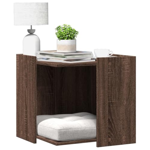 Homgoday Katzenklo, Katzenschrank für Katzentoilette, Katzenhaus Katzenmöbel Haustierbox Katzentoilette Beistelltisch Schrank Eichen-Optik 53x53x51 cm Holzwerkstoff von Homgoday