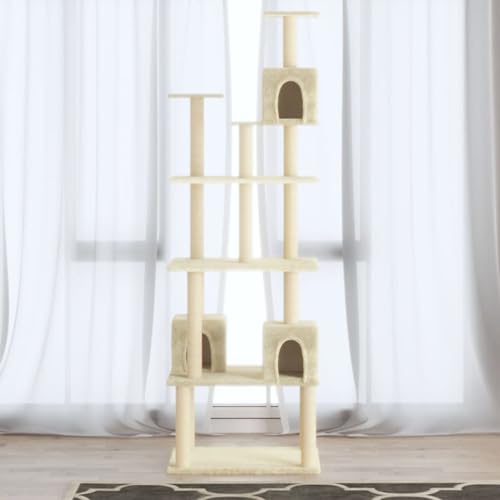 Homgoday Katzenspielzeug, Katzenbaum mit Kratzbaum aus Sisal, Creme, 188 cm, Katzenspielzeug, Katzenspielzeug, Kratzbaum für Katzen, Kratzbaum von Homgoday