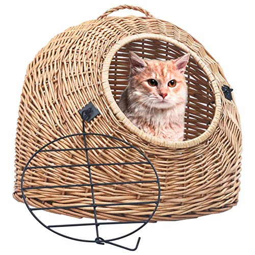 Homgoday Katzentransporter, 45 x 35 x 35 cm, natürliche Weide, Haustier-Tragetaschen und -kästen, Tiere und Haustierbedarf von Homgoday