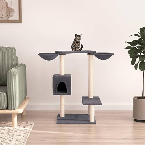 Homgoday Kratzbaum für Katzen mit Pfosten dunkelgrau, 82 cm, Kratzbaum für Katzen, Katzenturm, Katzenbaum für Katzen, Spielhaus für Haustiere von Homgoday