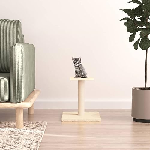 Homgoday Kratzbaum für Katzen mit Plattform, Creme, 38 cm, Dekoration für Möbel, für den Innen- und Außenbereich für Wohnzimmer, Büro von Homgoday