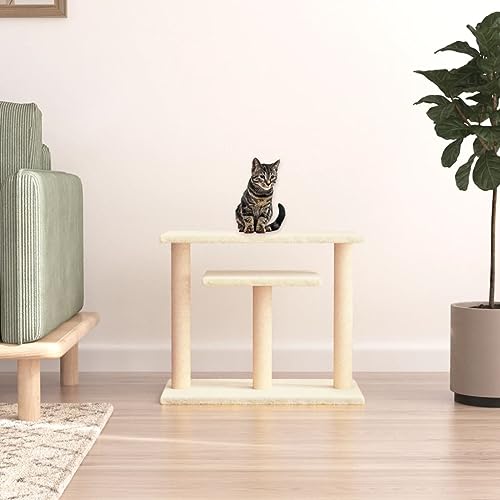 Homgoday Kratzbaum für Katzen mit Plattformen Creme 62,5 cm, Möbel für Haus Innen Außen Wohnzimmer Schlafzimmer von Homgoday