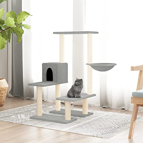 Homgoday Kratzbaum für Katzen mit Sisalstämmen, hellgrau, 94,5 cm, Kratzbaum für Katzen, Katzenbaum, Spielhaus für Haustiere Homgoday Kratzbaum für Katzen mit Sisalstämmen, hellgrau, 94,5 cm, Kratzbaum für Katzen, Katzenbaum, Spielhaus für Haustiere von Homgoday