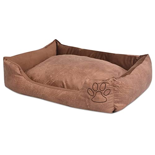 Homgoday Mobili Hundebett mit gepolstertem Kissen aus PU-Leder Größe S Beige, Hundebett, Hundebett, Hundebett, Innen-Hundebett, Hundekissen, Hundekissen von Homgoday