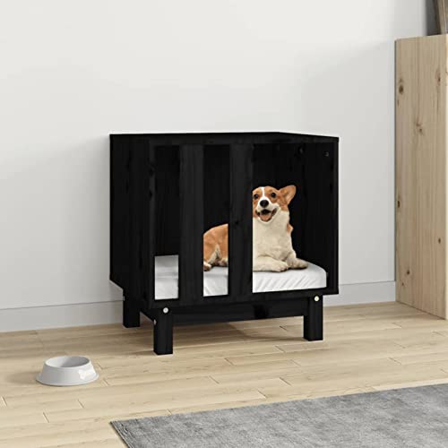 Homgoday Mobili Hundehaus Schwarz 50 x 40 x 52 cm aus massivem Kiefernholz, Dekoration für Möbel, für den Innen- und Außenbereich für Wohnzimmer Büro von Homgoday