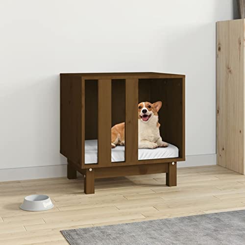 Homgoday Mobili Hundehaus braun 50 x 40 x 52 cm aus massivem Kiefernholz, Dekoration für Möbel, für den Innen- und Außenbereich für Wohnzimmer Büro von Homgoday