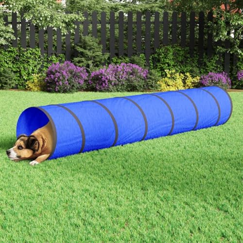 Homgoday Möbel-Tunnel für Hunde, blau, Ø 50 x 300 cm, aus Polyester, Gartenmöbel für den Außenbereich von Homgoday