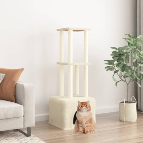 Homgoday Möbel für Katzen mit Kratzbaum aus Sisal, Creme, 133,5 cm, Katzenspielzeug, Katzenspielzeug, Kratzbaum für Katzen, Kratzbaum von Homgoday