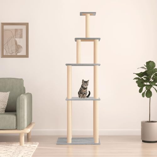 Homgoday Möbel für Katzen mit Kratzbaum aus Sisal, hellgrau, 183 cm, Katzenspielzeug, Katzenspielzeug, Kratzbaum für Katzen, Kratzbaum Modell 171745 von Homgoday