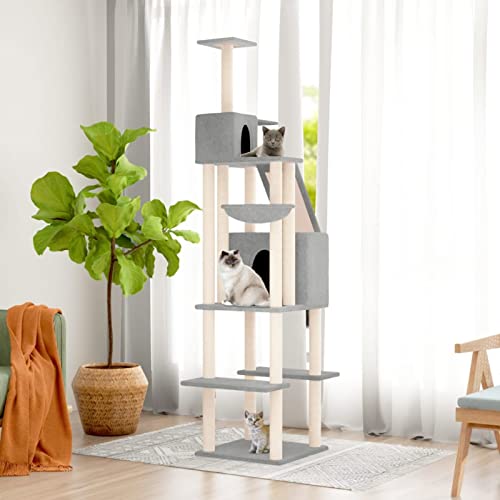 Homgoday Möbel für Katzen mit Kratzbaum aus Sisal, hellgrau, 201 cm, Katzenspielzeug, Katzenspielzeug, Kratzbaum für Katzen, Kratzbaum von Homgoday