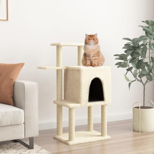 Homgoday Möbel für Katzen mit Kratzbaum aus Sisal Creme 97 cm, Katzenspielzeug, Katzenspielzeug, Kratzbaum für Katzen, Kratzbaum Modell 172064 von Homgoday