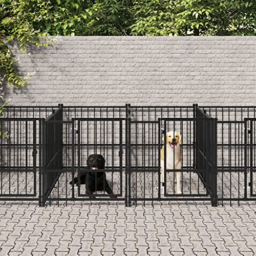 Homgoday Outdoor Hundehütte Stahl 13,14m², Hundehütte Welpenlaufstall, Garten Laufstall Zaun Kistengehege Käfig, Laufstall geeignet für Hunde, Welpen, Katzen & Kaninchen, 152 Tiere & Haustierbedarf von Homgoday