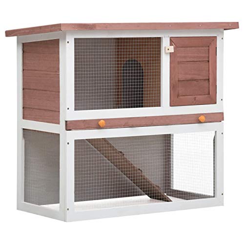 Homgoday Outdoor Kaninchenstall 1 Tür Braun Holz Kaninchen Meerschweinchen Stall und Auslauf Holz Outdoor Kaninchenstall Kleintierhaus Haustierkäfig Haustier Käfig Pet Hutch Carrier von Homgoday