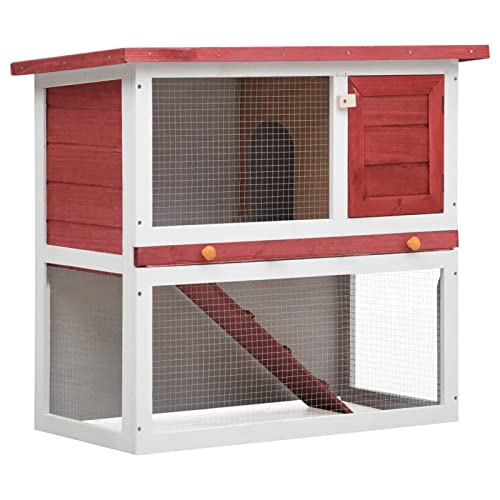 Homgoday Outdoor Kaninchenstall 1 Tür Rot Holz Kaninchen Meerschweinchen Stall und Auslauf Holz Outdoor Kaninchenstall Kleintierhaus Haustierkäfig Haustier Käfig Pet Hutch Carrier von Homgoday