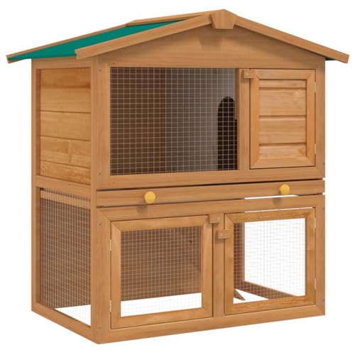 Homgoday Outdoor Kaninchenstall Kleintierhaus Haustierkäfig 3 Türen Holz Kaninchen Meerschweinchen Stall und Auslauf, Holz Outdoor Kaninchenstall Kleintierhaus Haustierkäfig Haustier Käfig Pet Hutch von Homgoday