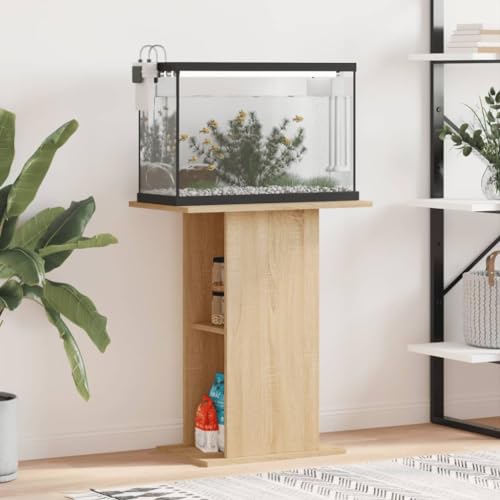 Homgoday Ständer für Aquarium, 60,5 x 36 x 72,5 cm, mehrschichtig, Sonoma-Eiche, Möbel für zu Hause, Innen- und Außenbereich, Wohnzimmer, Schlafzimmer von Homgoday