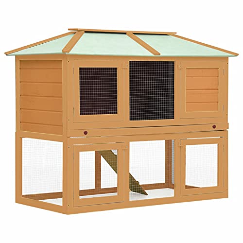 Homgoday Tier Kaninchenkäfig Doppelboden Holz Kaninchenstall Meerschweinchenstall und Laufgehege Holz Outdoor Kaninchenstall Kleintierhaus Haustierkäfig Maus Kaninchen Haustier Stall Träger von Homgoday