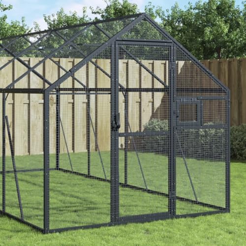 Homgoday Voliere Vogelkäfig Vogelvoliere Freilaufgehege Außengehege Voliere Hühnerstall Kleintiergehege mit Abschließbare Tür und Fenster Anthrazit 1,79x4x1,85 m Aluminium Homgoday Voliere Vogelkäfig Vogelvoliere Freilaufgehege Außengehege Voliere Hühnerstall Kleintiergehege mit Abschließbare Tür und Fenster Anthrazit 1,79x4x1,85 m Aluminium von Homgoday