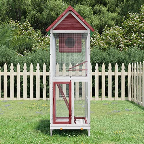 Homgoday Voliere Vogelvoliere Vogelkäfige Vogelvoliere Außen Aufzuchtkäfig Außenvoliere Vogelhaus Voliere mit Wasserfestes Dach Mokka 60x58,5x160 cm Massivholz Kiefer von Homgoday