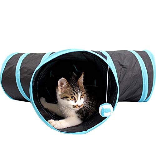 Homieco Faltbarer Katzentunnel knistern Papier für Katzen, Welpe, Kitty, Kätzchen, Kaninchen, blau von Homieco