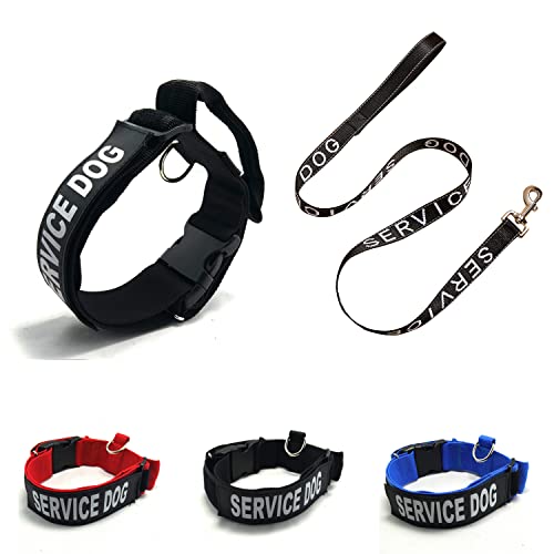 【3 Farben und 3 Größen】 K.9 Service-Hundehalsband, taktisches Halsband, militärisches Halsband mit reflektierendem Patch für große Hunde mit 31,8 cm ~ 39,4 cm Halsumfang (S, schwarz, Halsband + Leine) von Homiego