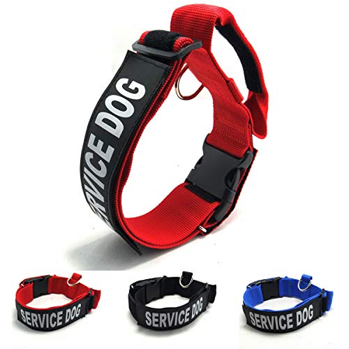 Homiego K.9 Service-Hundehalsband, Taktisches Halsband, verstellbar, Nylon, Basic-Hundehalsband mit reflektierendem Service-Hunde-Patch für mittelgroße Hunde mit 39,4 cm ~ 47 cm Halsumfang (M, Rot) von Homiego