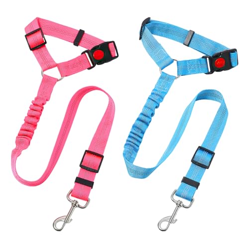 2 Pack Hund Auto Sicherheitsgurt Einstellbar Hund Auto Geschirr Haustier Kopfstütze Sicherheitsgurte für Hunde, Nylon Haustier Sicherheitsgurte 360 Grad drehbar, elastisches Autogeschirr mit von Homiladi