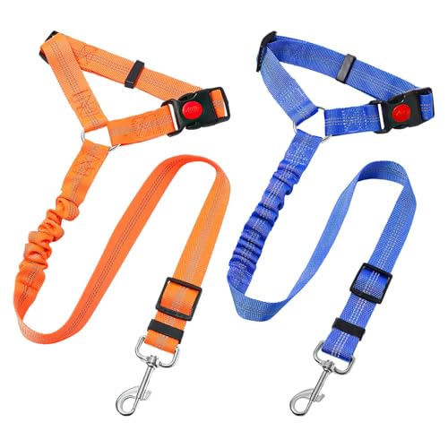 2 Pack Hund Auto Sicherheitsgurt Einstellbar Hund Auto Geschirr Haustier Kopfstütze Sicherheitsgurte für Hunde, Nylon Haustier Sicherheitsgurte 360 Grad drehbar, elastisches Autogeschirr mit von Homiladi