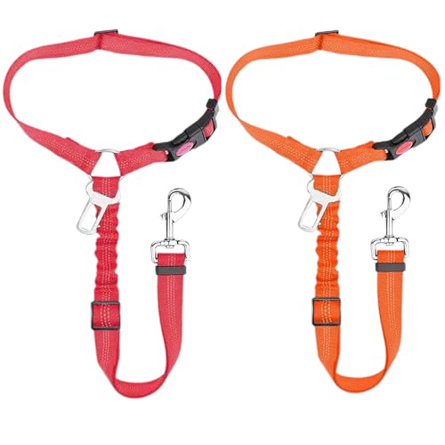 2 Pack Hund Auto-Sicherheitsgurt Einstellbar Schwerlast Autosicherheit Hundegeschirr, Bequemes Hunde-Sicherheitsgurtgeschirr für Auto 360 Grad Schwenkbar, Elastisches Autogeschirr für Hunde mit von Homiladi