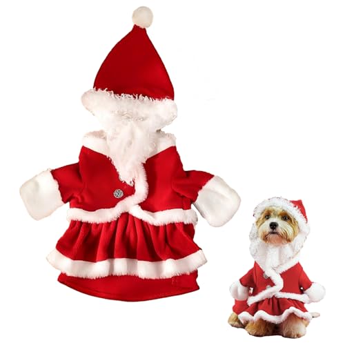 Weihnachtskostüm für Hunde und Katzen, Haustierkleidung mit Weihnachtsmannmütze, Weihnachtsfeier, lustiges Weihnachtsmann-Cosplay-Outfit für Hunde, Welpen, Katzen, Größe XL von Homiladi