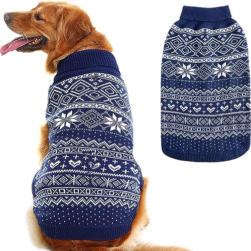 HOMIMP Hundepullover Argyle - Warmer Pullover Winterkleidung Welpen Weicher Mantel, Hässlicher Hundepullover für Kleine Mittlere und Große Hunde, Haustier Kleidung Junge Mädchen Blau von HOMIMP