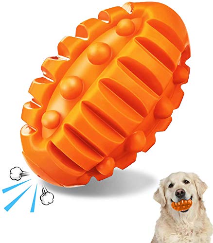 Homkeen Hunde-Kauspielzeug-Ball, langlebig, reißfest, Hunde-Kau-Trainingsball, quietscht Hund Chase Trainer, kaum beschädigter Spielzeugball für mittelgroße und große Hunde orange von Homkeen