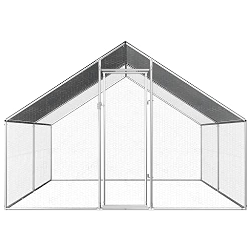 Hommdiy Outdoor-Hühnerkäfig 2,75x4x1,92 m Verzinkter Stahl Kleintierstall Freilauf Vogelkäfig von Hommdiy