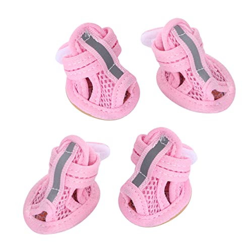 Homoyoyo 4 Stück Hundeschuhe Für Kleine Hunde – Atmungsaktive Pinke Sandalen Mit Sanftem Schutz - Ideal Für Den Sommer Und Wasserspiele - Perfekte Stiefeletten Für Welpen Und Kleine von Homoyoyo