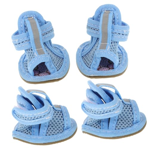 Homoyoyo Atmungsaktive Hundesandalen Für Den Sommer - 4er Set rutschfeste Dog Mesh Sandalen Mit Verstellbarem Befestigungsgurt - Idealer Pfotenschutz Für Kleine Hunde Und Welpen von Homoyoyo