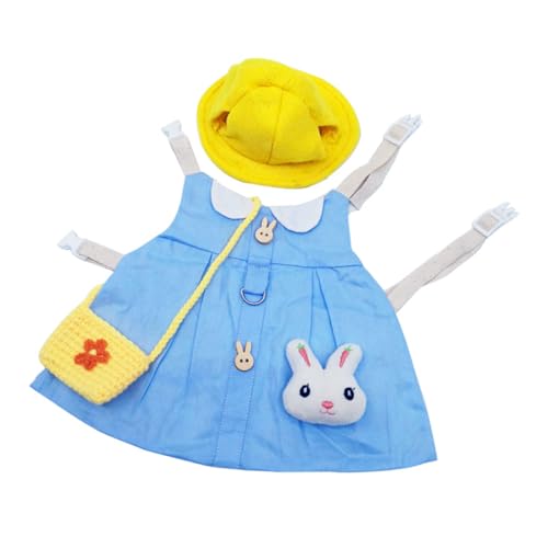 Homoyoyo Kaninchen Outfit Set Mit Leine - Sonnenhut Und Mini Tasche – Nette Kostüme Für Kleine Haustiere Wie Bunny - Frettchen Und Meerschweinchen – Größe S Ideal Für Süße von Homoyoyo