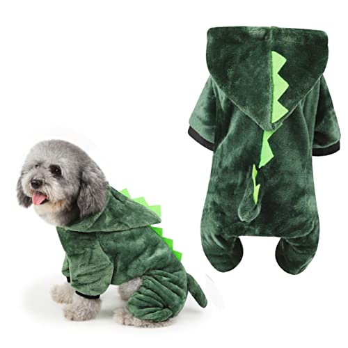 Homoyoyo Lustiges Hund Dinosaurier Kostüm – Warmer Fleece Hoodie Für Kleine Und Mittlere Hunde - Ideal Für Halloween Oder Cosplay - Bequem Und Stylisch Für Ihr Haustier von Homoyoyo