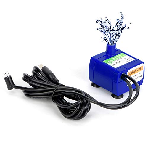 Homrich Haustierbrunnenpumpe, pumpe für 2,4 l Blumenkatzenbrunnen, super leise Tauchpumpe mit LED-Licht, DC 5 V 2 W, geringer Stromverbrauch, USB-Wasserpumpe mit 1,8 m Stromkabel von Homrich