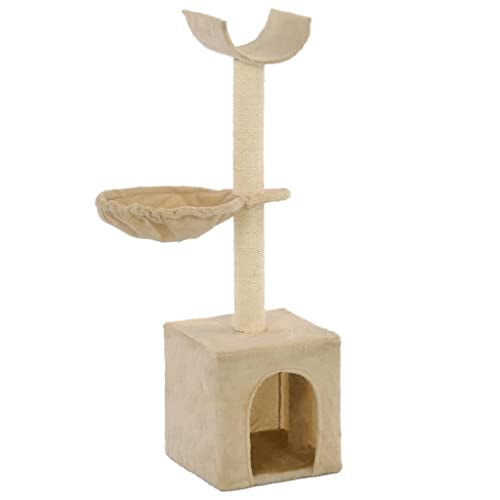 Homvdxl 105 cm kleiner Katzenbaum/Turm für Indoor-Katzen mit unterer Katzenhütte, gemütliches Plüsch-Katzenhaus mit Hängematte und oberer Plattform, niedliches Aktivitätszentrum für Kätzchen, Katzen von Homvdxl