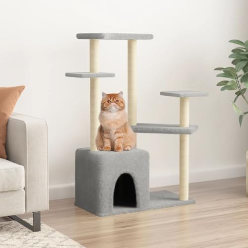 Homvdxl 107 cm Kratzbaum Turm für Indoor-Katzen, niedlicher Katzenkratzer mit Sitzstangenplattform für Kätzchen und erwachsene Katzen, kleiner Katzenturm mit Katzenhütte, Katzenaktivitätsbaum - von Homvdxl