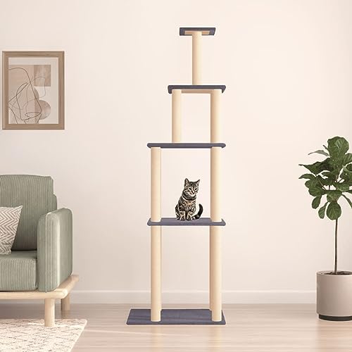 Homvdxl 183 cm Kratzbaum für Indoor-Katzen, mehrstöckiger großer Katzenturm für Indoor-Katzen mit Katzen-Sisal-Kratzbäumen Katzenmöbel Katzenhaus Aktivitätszentrum - Dunkelgrau von Homvdxl