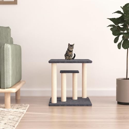 Homvdxl Kleiner Katzenbaum, 2 in 1 Katzenkratzbaum mit Katzen-Sitzstange Plattform & Natürlicher Kratzbaum für Indoor Katzen - Dunkelgrau von Homvdxl