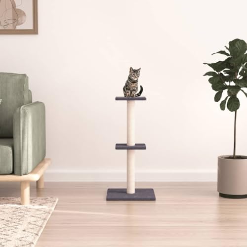 Homvdxl Kratzbaum Turm mit Katzenkratzbaum für Indoor Katzen, 3 Etagen Aktivitätszentrum Kletterbaum Katzenmöbel mit Sitzstange Plattform für Kätzchen, Katzen und Haustiere - Dunkelgrau von Homvdxl