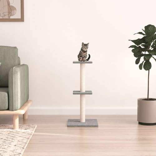 Homvdxl Kratzbaum Turm mit Katzenkratzbaum für Indoor Katzen, 3 Etagen Aktivitätszentrum Kletterbaum Katzenmöbel mit Sitzstange Plattform für Kätzchen, Katzen und Haustiere - Hellgrau von Homvdxl