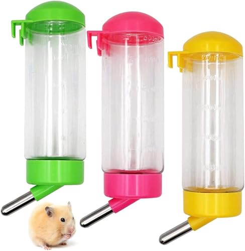 Hamsterflasche, 3 Stück, Trinkflasche für Hamster Sachen, Wasserflaschen für kleine Tiere, große Kapazität, ohne Tropfen für kleine Tiere, für Katzen, Hamster, Igel von HonanEU