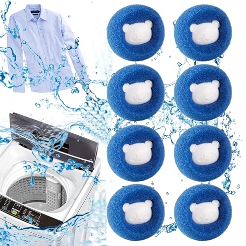HonexCesng Tierhaarentferner Waschmaschine, 8 Pieces Wiederverwendbar Fusselentferner, Blau und Orange Haarfänger Waschmaschine, Fusselfänger Waschmaschine zum Entfernen von Tierhaare/Fusseln (Blau) von HonexCesng