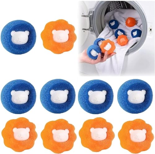 HonexCesng Tierhaarentferner Waschmaschine, 8 Pieces Wiederverwendbar Fusselentferner, Blau und Orange Haarfänger Waschmaschine, Fusselfänger Waschmaschine zum Entfernen von Tierhaare/Fusseln von HonexCesng