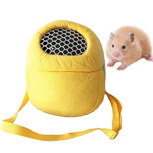 Hamster-Tragetasche, kleine Tiere, ausgehende Tragetasche mit Schultergurt, tragbarer Reise-Handtasche Rucksack für Igel, Hamster, Mäuse, Ratten, Zuckergleiter, Eichhörnchen, Kaninchen (S, Gelb) von HongGun